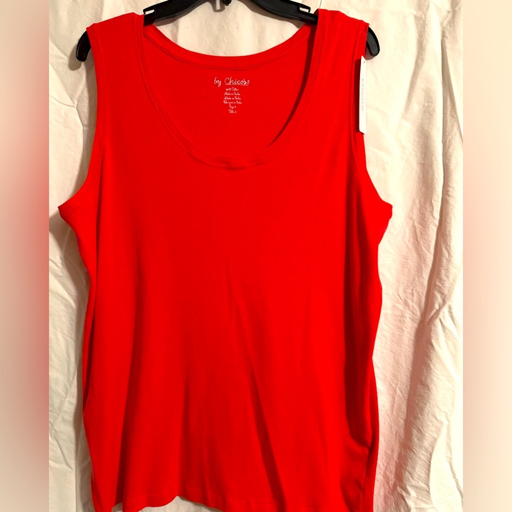 Chico's Red Sleeveless Tank Top with Scoop Neckline
